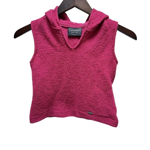 Giesswein Other - Giesswein Austria Wool Alpaca Sleeveless Hoodie Vest Textured Magenta Pink SMALL